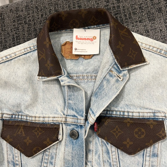 Levi's Jackets & Blazers - Levi's Light Wash Denim Jacket with Brown Monogram Trim